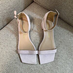 Stuart Weitzman NUDISTJUNE Square Toe Light Purple Suede Sandal Size 9.5